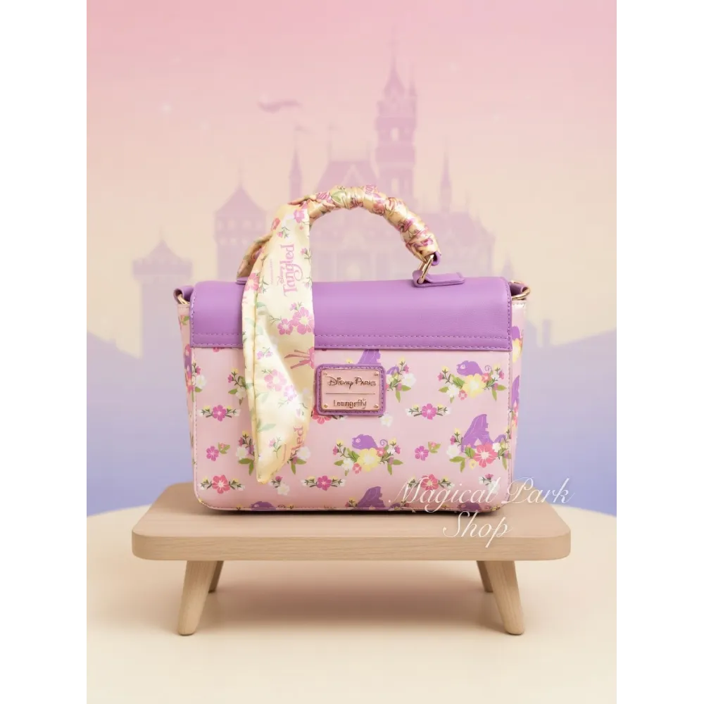 Loungefly Raiponce floral handbag – Disney Tangled crossbody bag sun clasp
