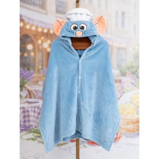 Remy Ratatouille Disney Poncho Plaid – Soft Hooded Cape for Kids