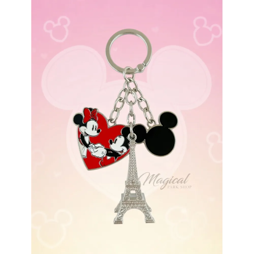 Mickey & Minnie Keychain Paris Eiffel Tower – Disney Romantic