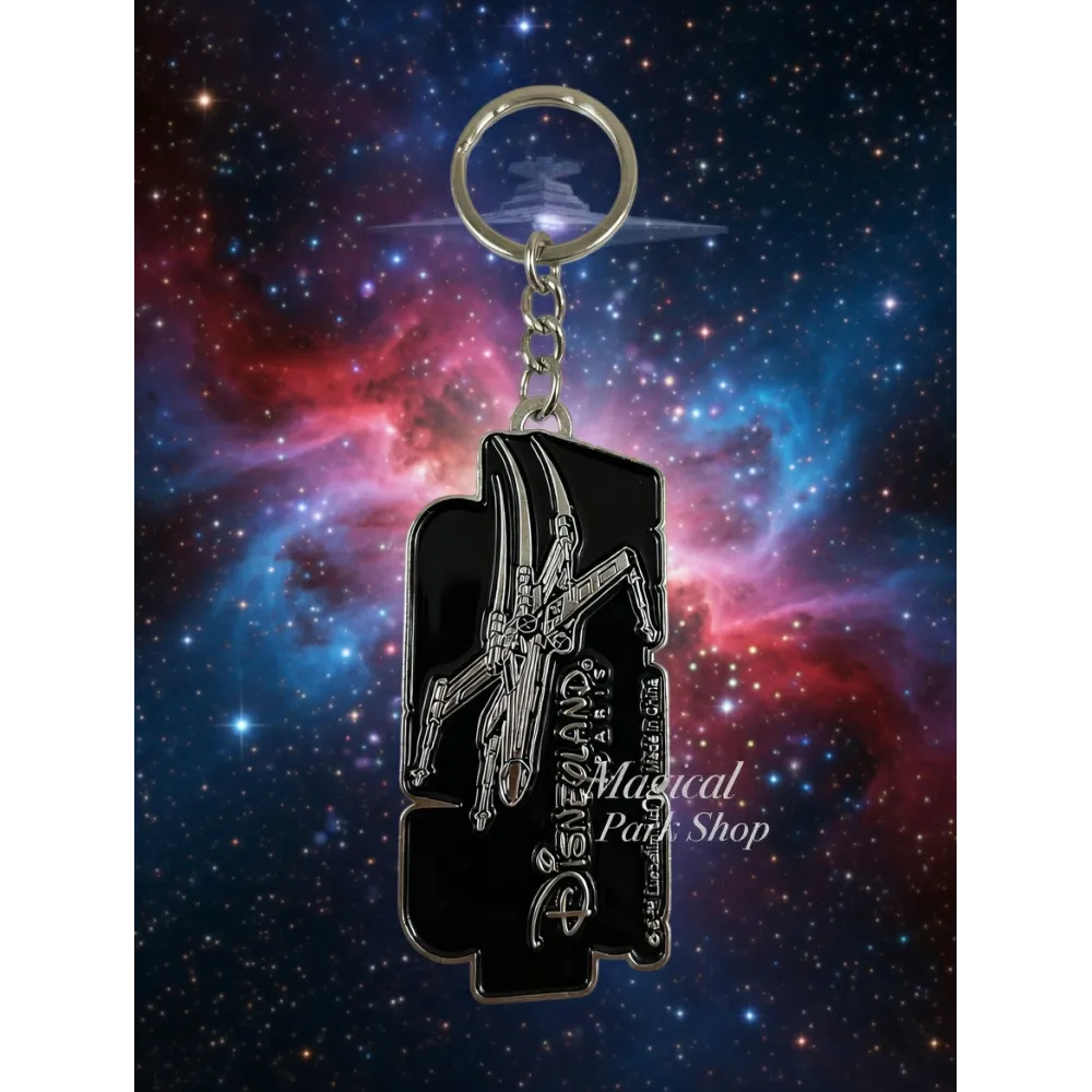 Black metal Star Wars keychain – X-Wing & logo