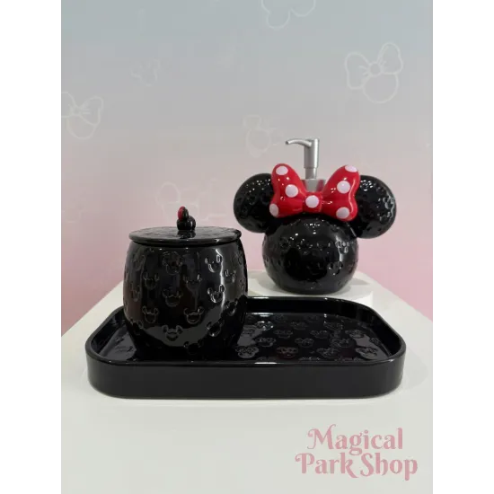 Set de baño Minnie – dispensador de jabón + tarro + bandeja – Disneyland Paris