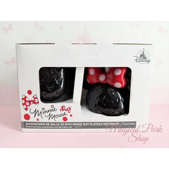 Minnie bathroom set – soap dispenser + pot + tray – Disneyland Paris