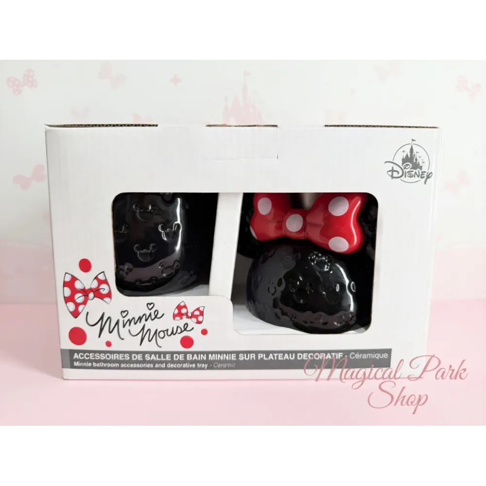 Minnie bathroom set – soap dispenser + pot + tray – Disneyland Paris