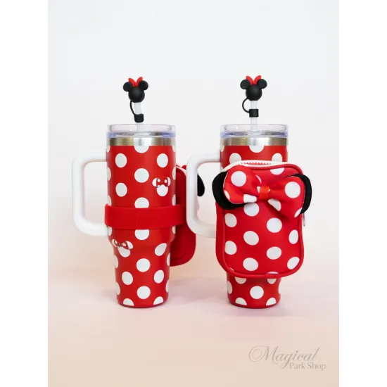Vaso Minnie térmico con pajita y funda – taza Disney para viajar
