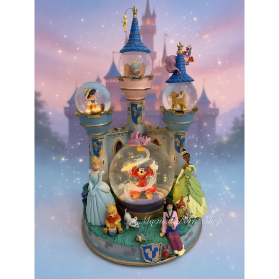 Luminous Disney Snow Globe with Magical Castle featuring Mickey Fantasia and Princesses