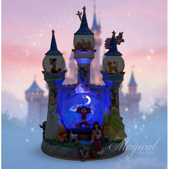 Leuchtender Disney Schneekugel Magisches Schloss mit Mickey Fantasia und Prinzessinnen