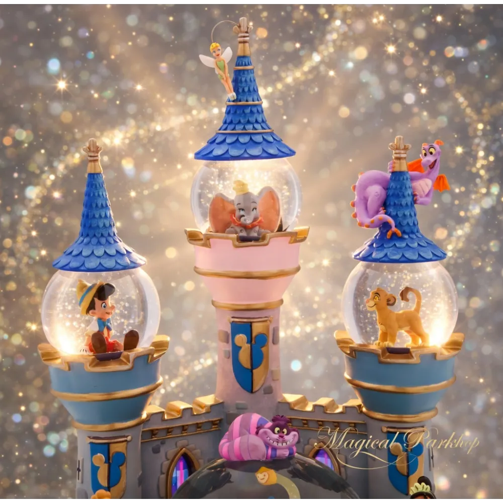 Leuchtender Disney Schneekugel Magisches Schloss mit Mickey Fantasia und Prinzessinnen