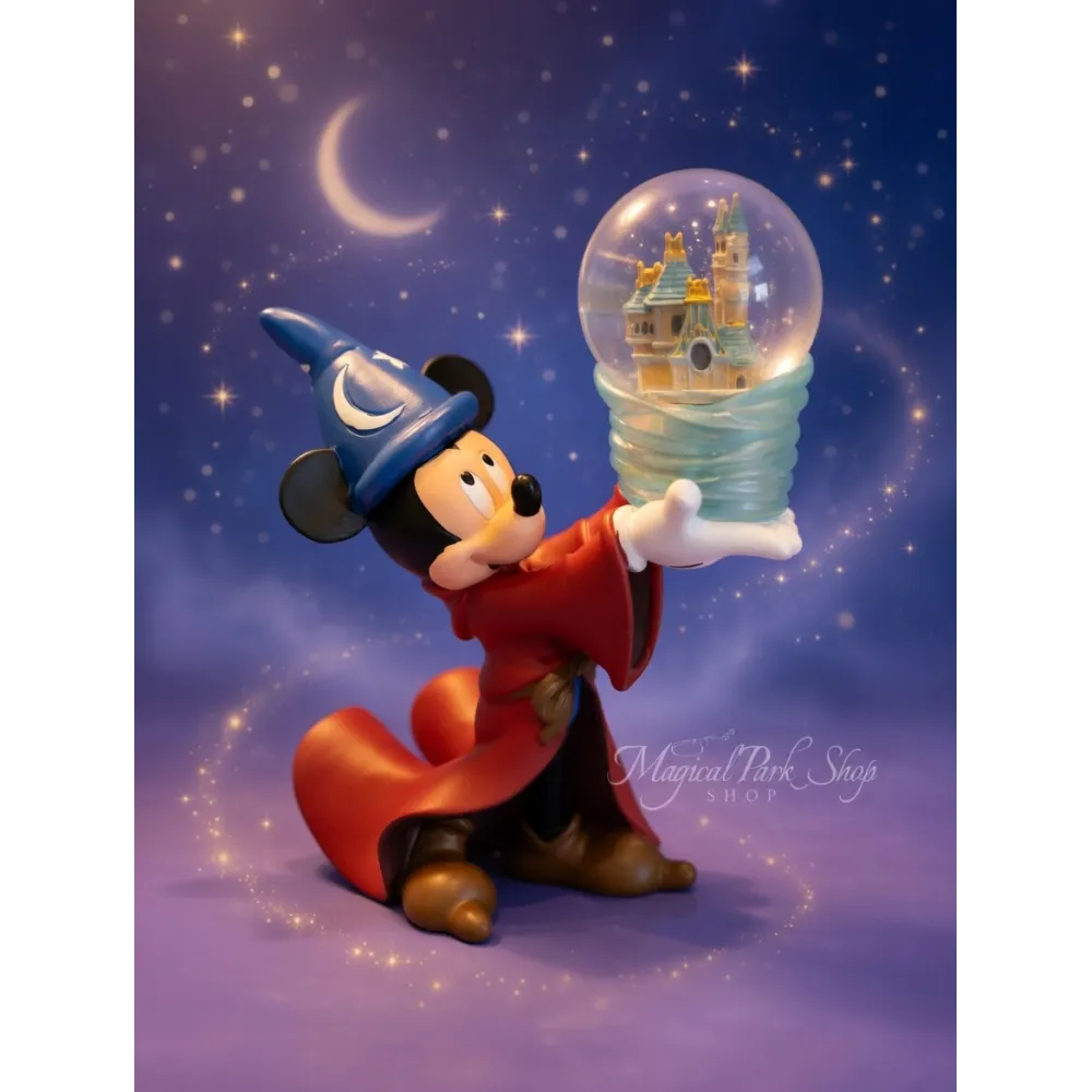 Figura de Mickey mago con pequeño globo de nieve castillo – Disney Fantasia