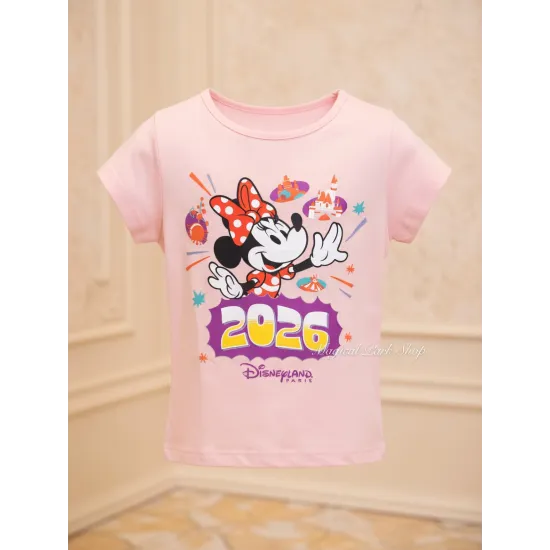 T-shirt enfant Minnie 2026 – Disneyland Paris rose