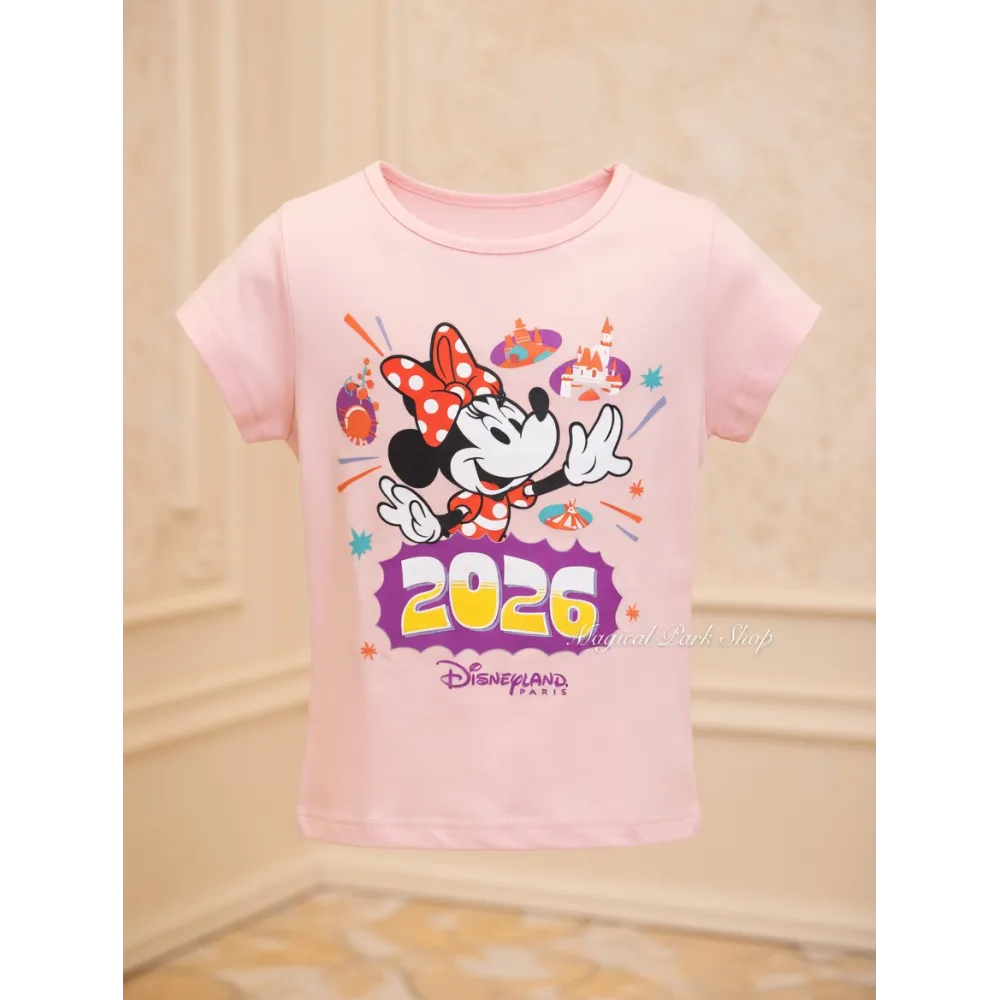 T-shirt enfant Minnie 2026 – Disneyland Paris rose