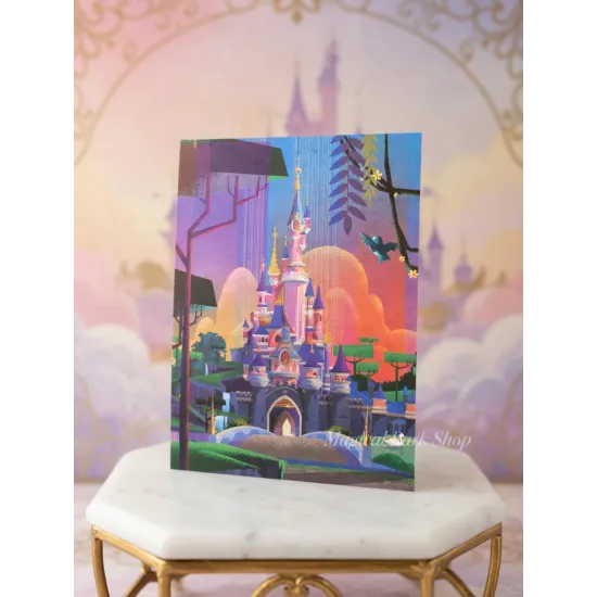 Disney Postkarte – Bunte Illustration des Schlosses Disneyland Paris