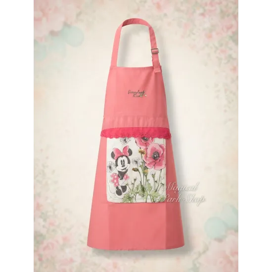 Minnie Mouse Disney Floral Pink Apron with Pocket Collection Poppy Disneyland Paris