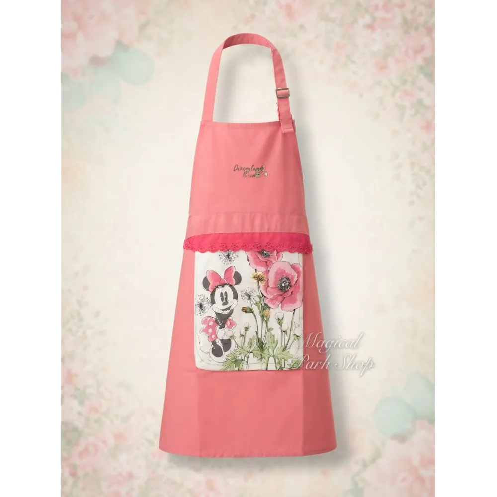 Disney Minnie Floral Rosa Schürze mit Tasche Kollektion Klatschmohn Disneyland Paris