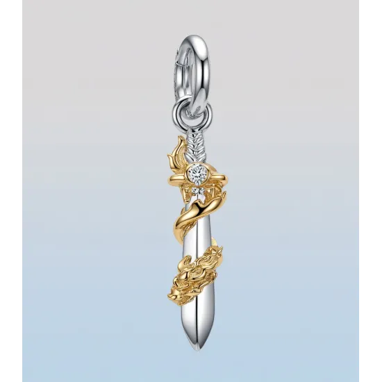 Pandora Gold Charm Sword of Mulan with Lab-Cut Diamonds