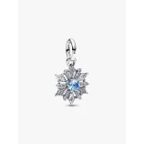 Charm Pandora flocon de neige Elsa bleu argent avec pierres scintillantes