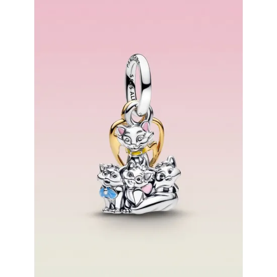 Charm Pandora Aristocats Marie y gatitos Love You plata y dorado