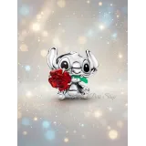 Disney Stitch- und Murano-Glasrosen Charm