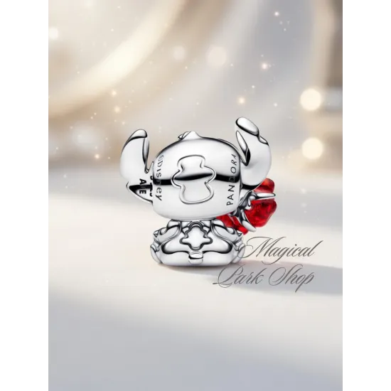 Charm Disney Stitch y Rosa de vidrio de Murano Disney