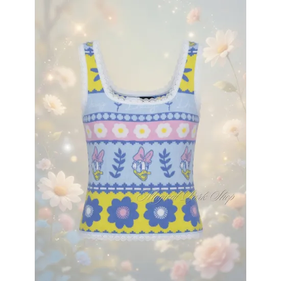 Pastel Daisy Flowers Top – Trendy Disney Top for Women – Disneyland Paris