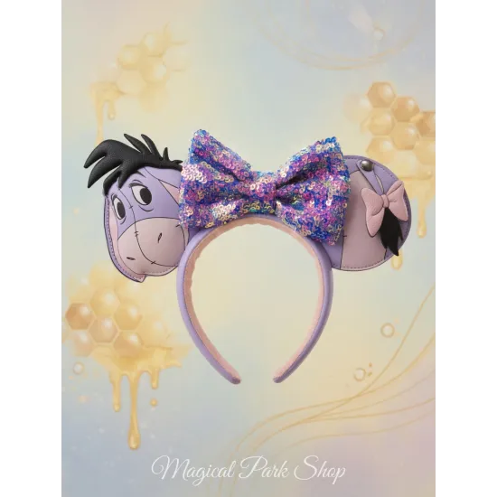 Diadema de Orejas Disney Bourriquet – Purpurina y Lazo Colorido - Disneyland Paris