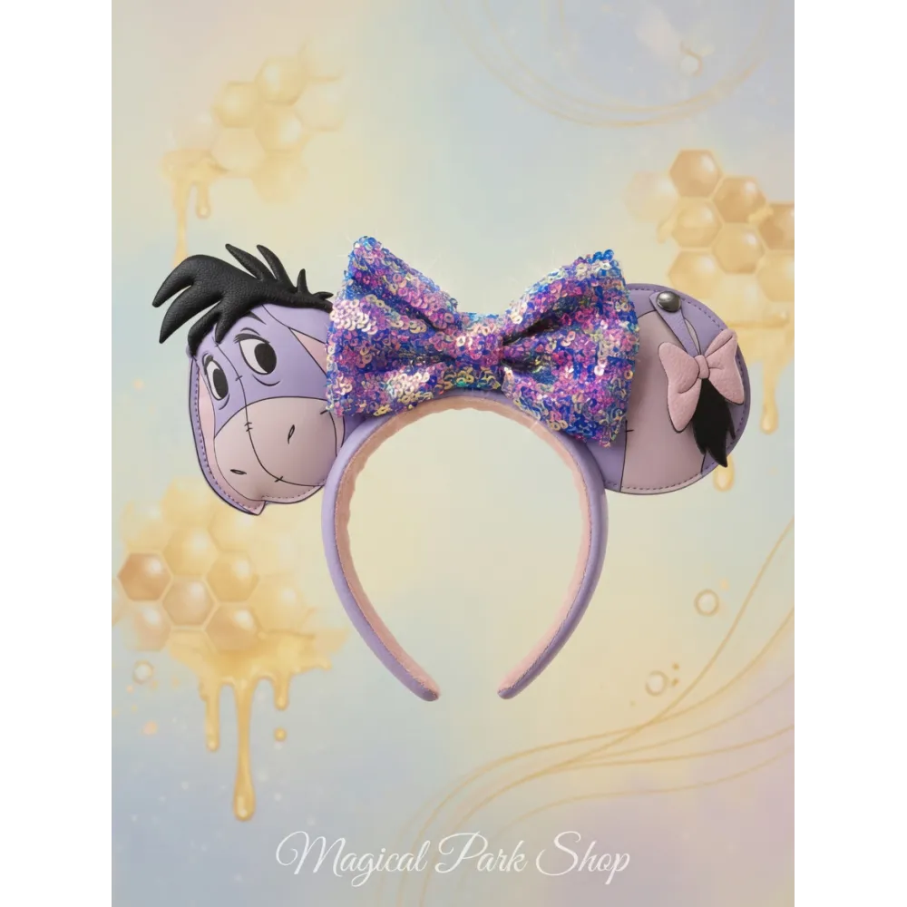 Serre-tête Ears Bourriquet Disney – Paillettes et Nœud Coloré - Disneyland Paris