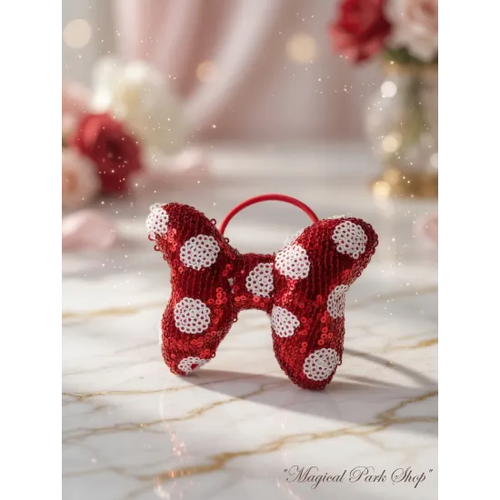 Minnie Disney Hair Elastic with Red Sequins - Disneyland Paris