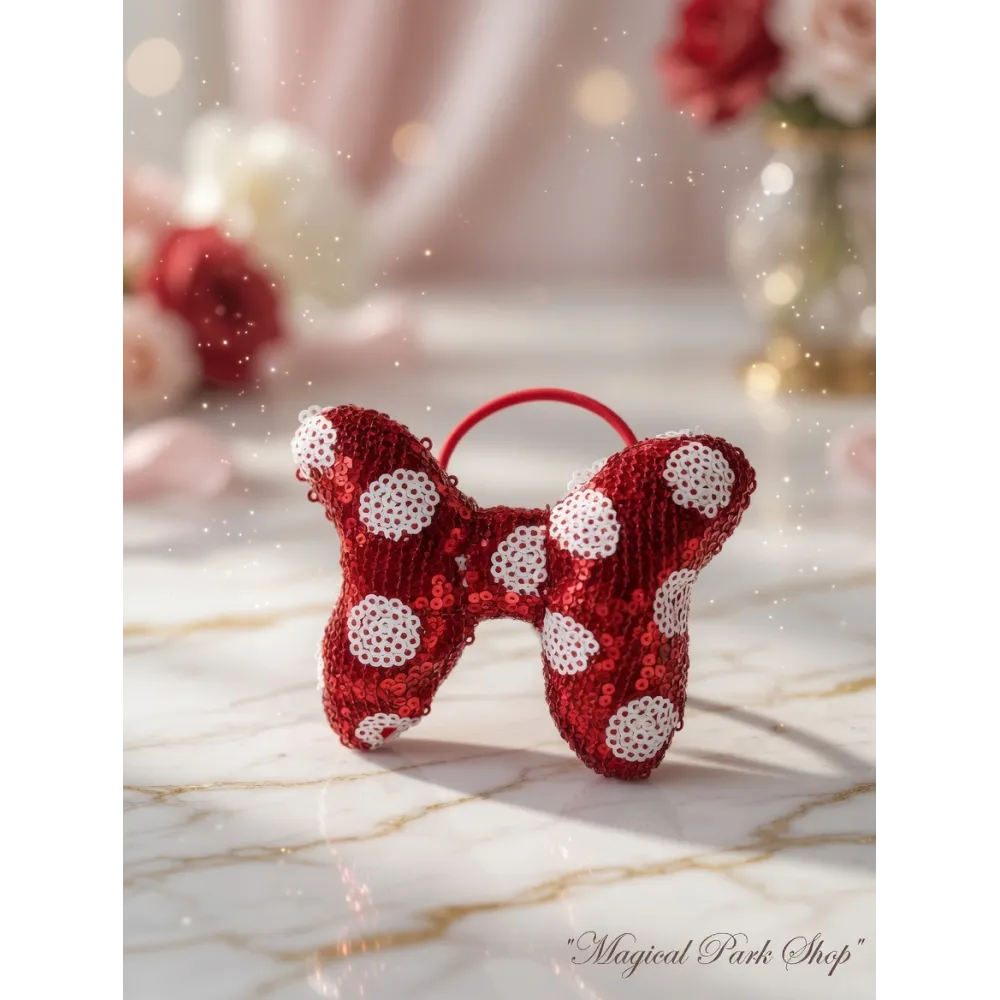 Elástico para el Cabello Minnie Disney con Lentejuelas Rojas - Disneyland Paris