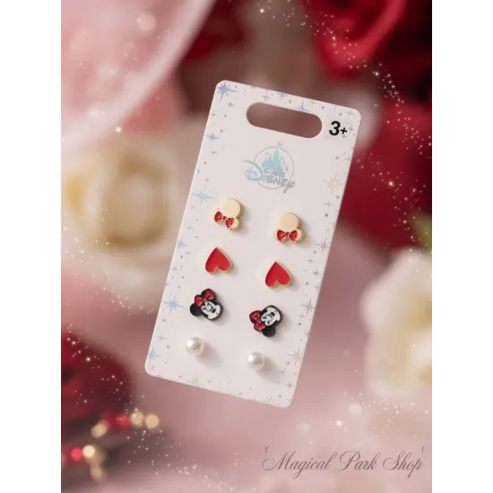 Minnie Mouse Disney Store Earrings Set Disneyland Paris