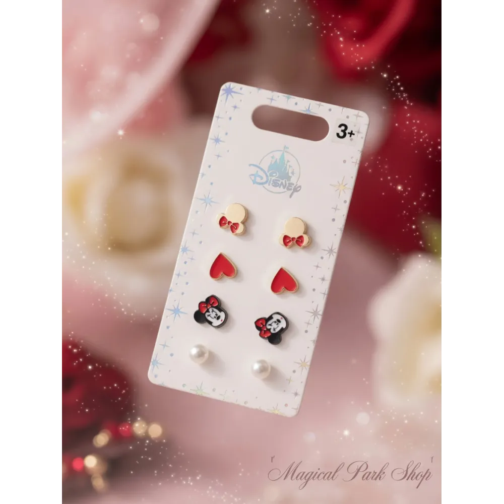 Minnie Mouse Disney Store Earrings Set Disneyland Paris