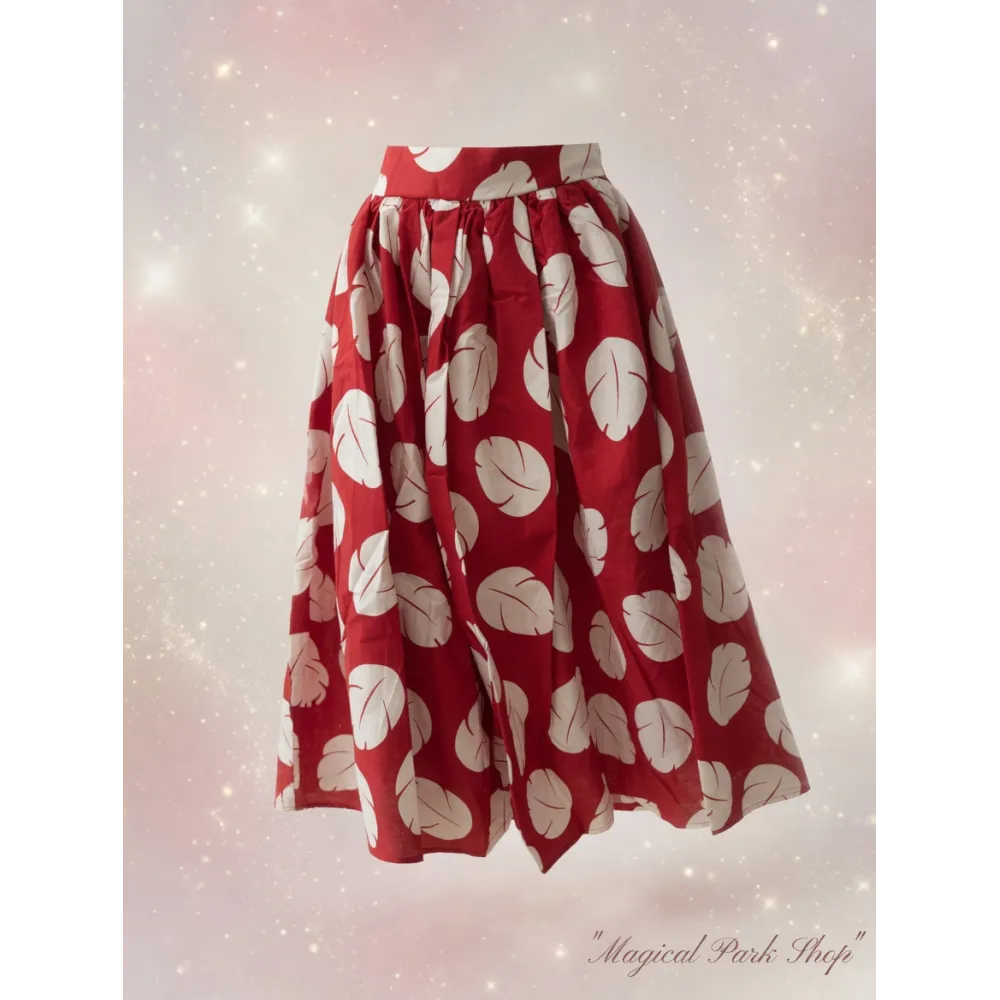Falda DisneyBound Lilo & Stitch Disney – Motivo de hojas tropicales rojas Disneyland Paris