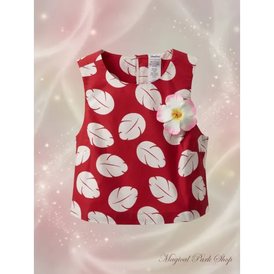 DisneyBound Disney Top – Red Tropical Pattern and Hawaiian Flower