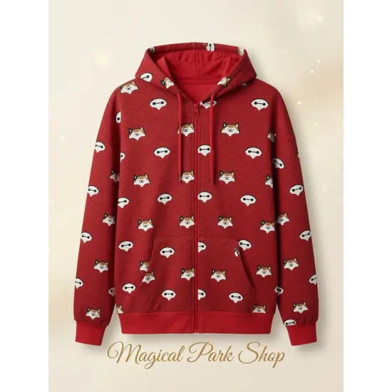 Sudadera con Capucha con Cremallera Baymax y Mochi Roja – Disneyland Paris