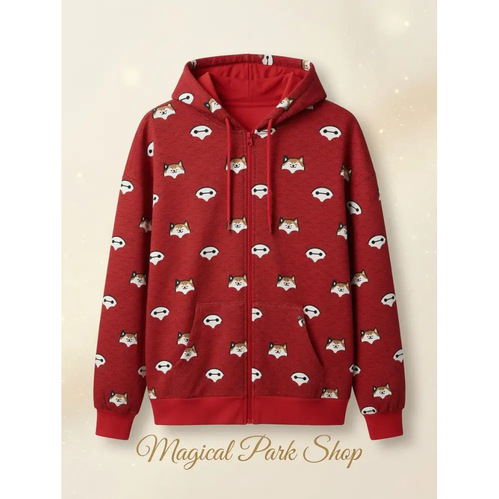 Zipped Hoodie Baymax and Mochi Red – Disneyland Paris