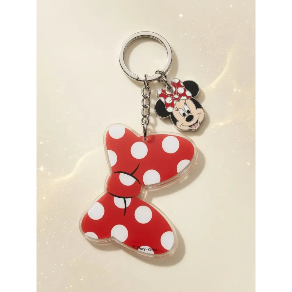 Porte-clés Minnie Mouse & nœud rouge à pois – Disneyland Paris