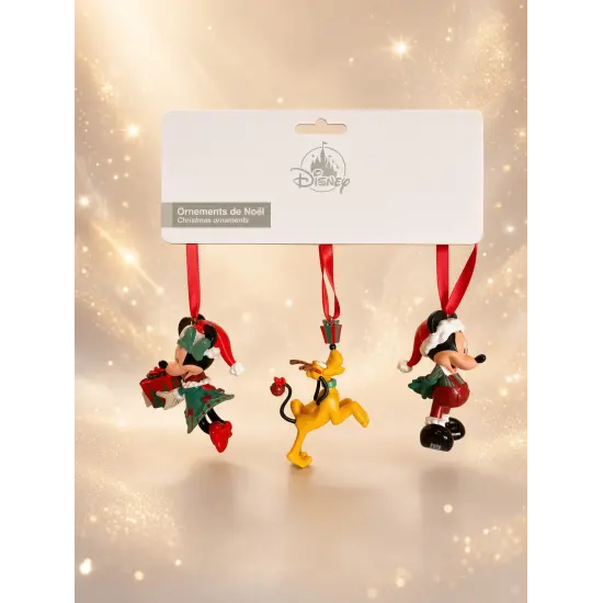 Set de 3 adornos de Navidad Disney – Minnie, Pluto y Mickey