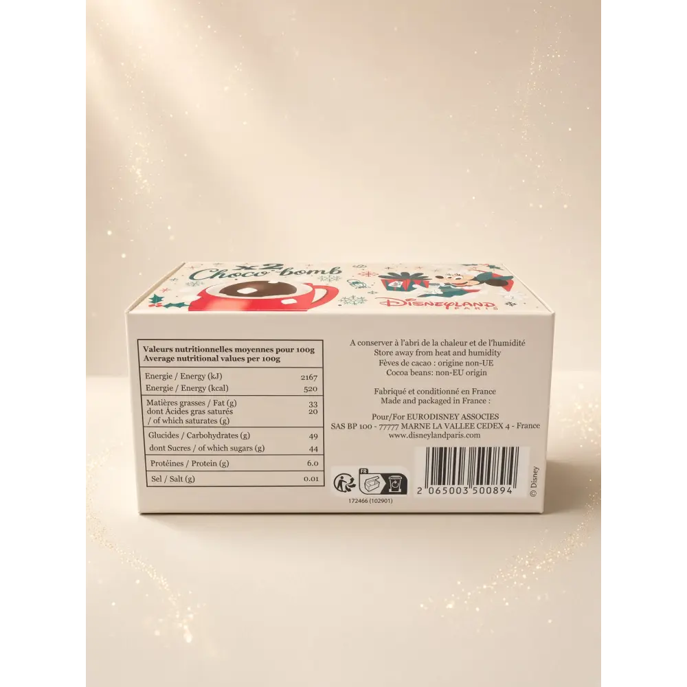 2 Choco’bomb Minnie de Noël – Chocolat noir & mini-guimauves – Disneyland Paris