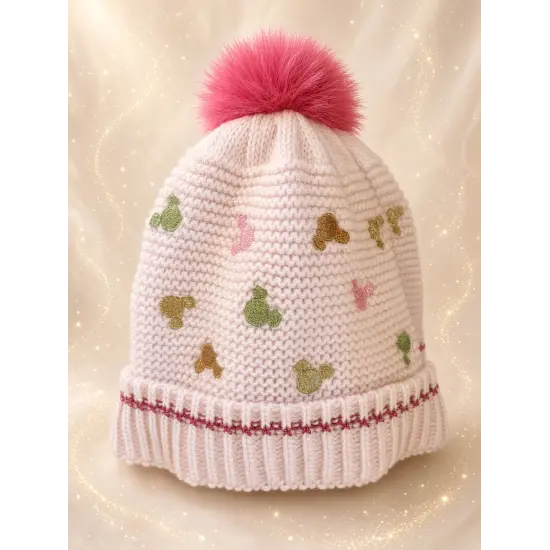 Gorro infantil Mickey Mouse rosa con pompón – Disneyland Paris