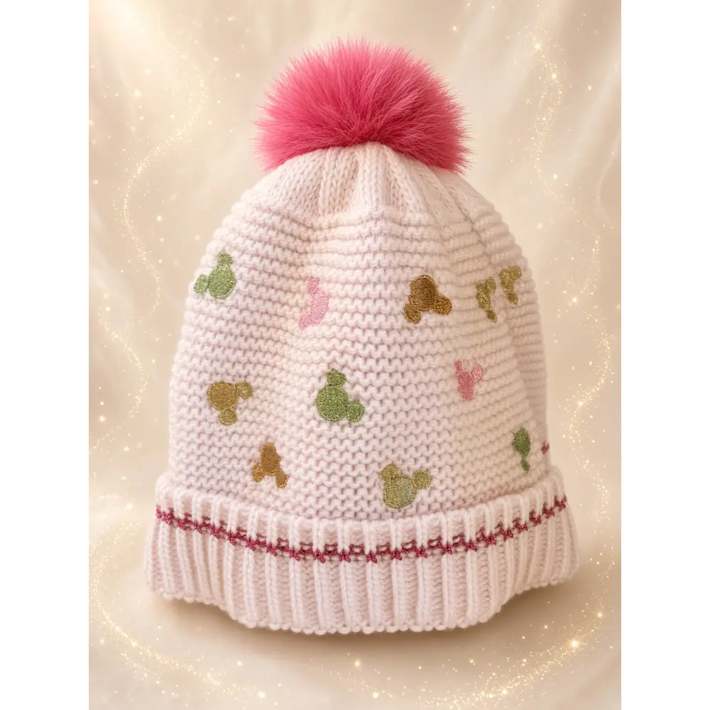 Pink child Mickey Mouse beanie with pom-pom – Disneyland Paris