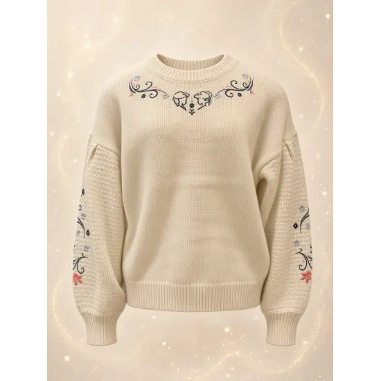 Erwachsener bestickter Pullover World of Frozen Arendelle ecru – Disneyland Paris