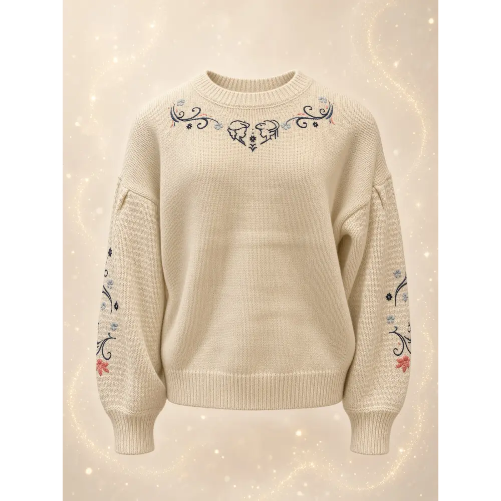 Adult embroidered sweater World of Frozen Arendelle ecru – Disneyland Paris