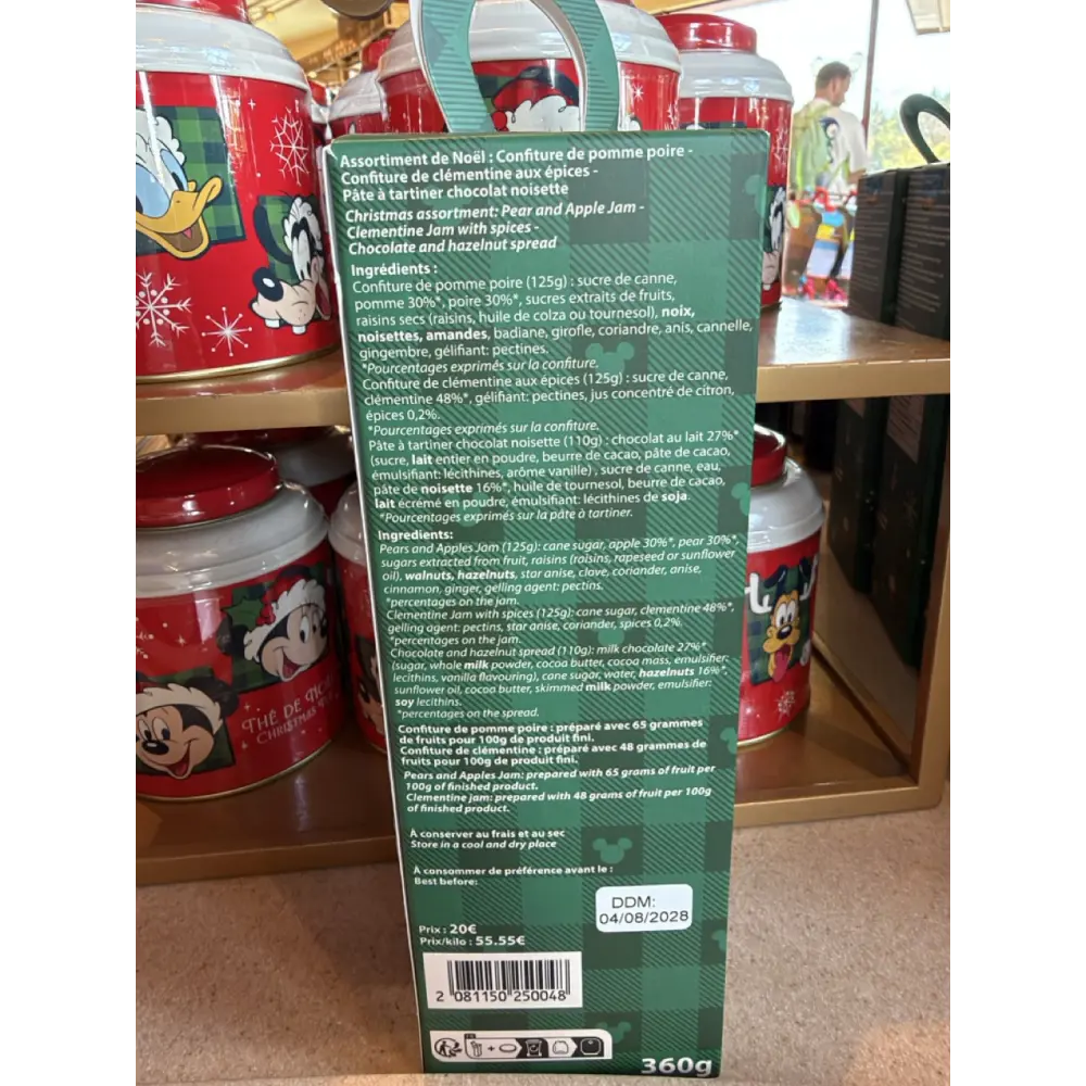 Coffret gourmand de Noël Disneyland Paris – 3 confitures et pâte à tartiner – 360 g