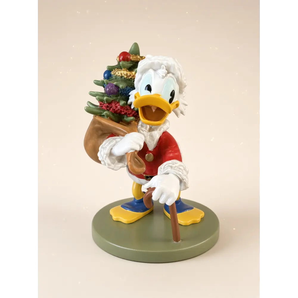 Dagobert Duck Weihnachtsmann-Figur mit Weihnachtsbaum – Disneyland Paris