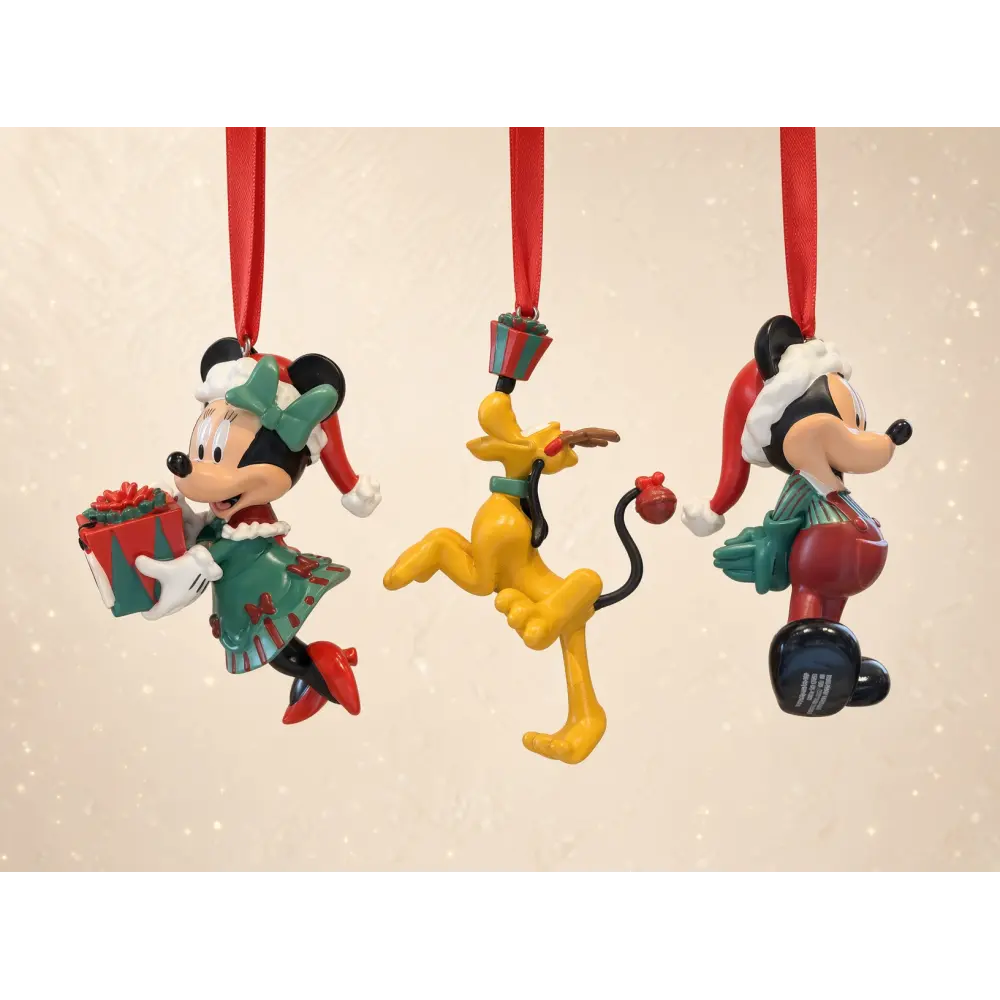 Set mit 3 Disney-Weihnachtsanhängern – Minnie, Pluto & Mickey
