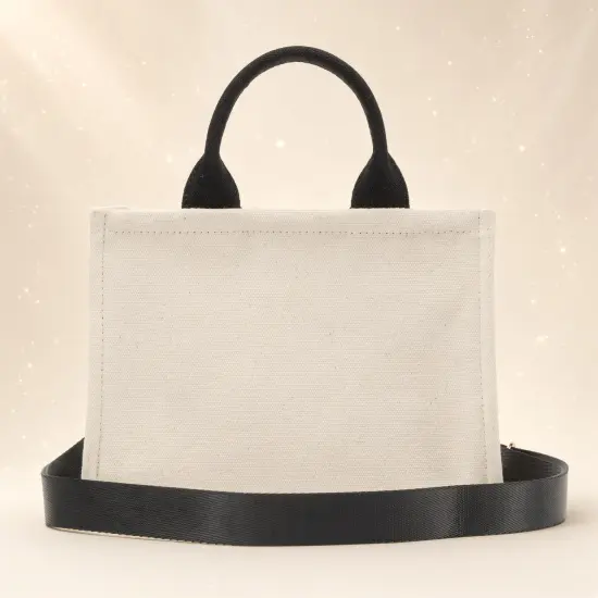 Ecru-schwarze Mickey Mouse Handtasche mit Schulterriemen – Disney