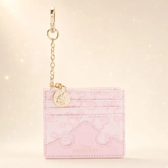 Disney Princess Kartenetui rosa mit Schleifenmuster und Karabiner