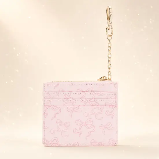 Disney Princess Kartenetui rosa mit Schleifenmuster und Karabiner