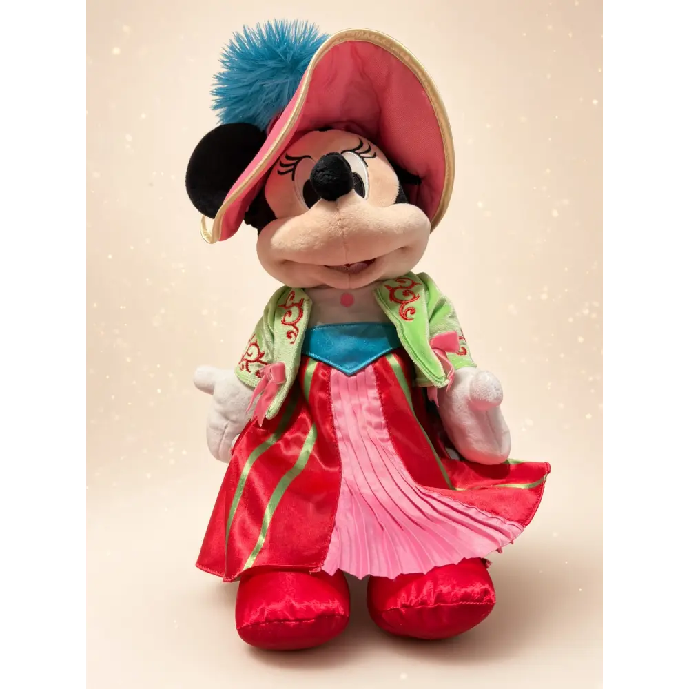 Bunte Outfit Minnie Mouse Plüschfigur mit Hut – Disneyland Paris
