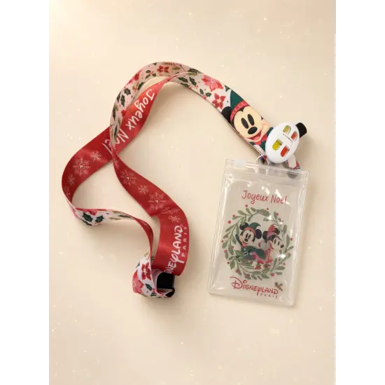 Lanyard de Navidad Mickey y Minnie con porta credenciales transparente – Disneyland Paris