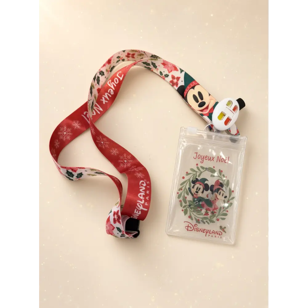 Lanyard de Navidad Mickey y Minnie con porta credenciales transparente – Disneyland Paris