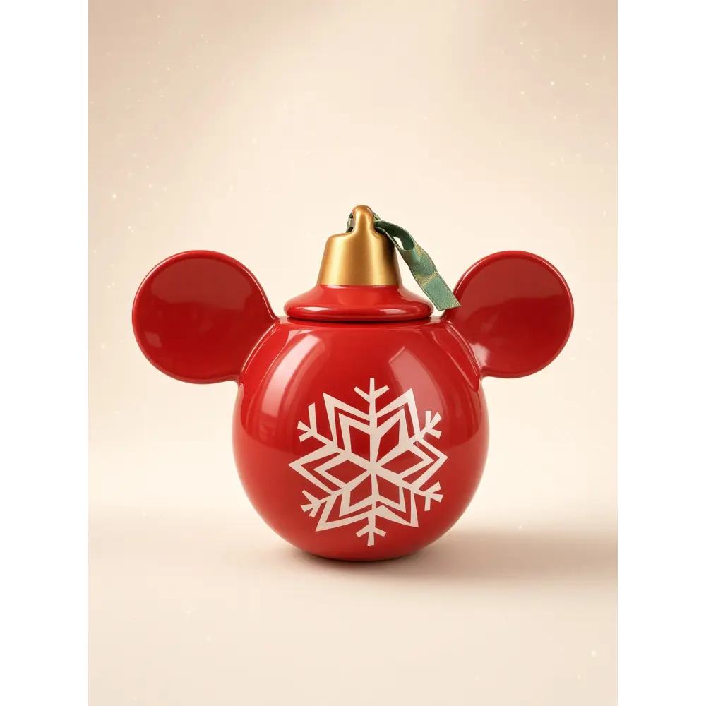 Rote Mickey-Kerze in Weihnachtskugelform mit Lebkuchenduft – Disneyland Paris